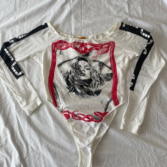 Britney Spears Toxic custom 80s high cut bodysuit size S - Picture 3 of 4